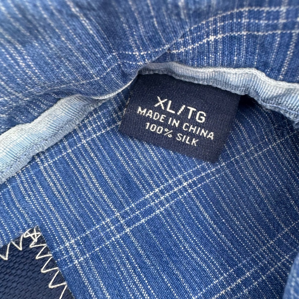 Tommy Bahama Mens XL Blue Silk Windowpane Check Short Sleeve Button Up Shirt - Picture 6 of 12